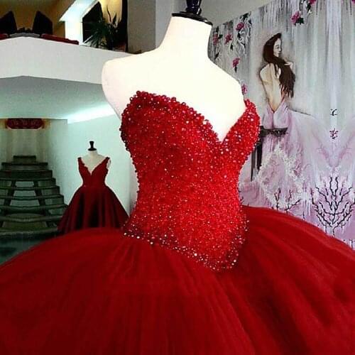 SuperKimJo Crystals Burgundy Prom Dresses Ball Gown Vestidos De Graduación Beaded Luxury Princess Prom Gowns Vestidos Formales