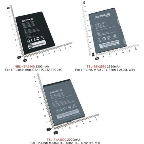 TBL-71A2000 NBL-46A2300 TBL-55A2550 Battery For TP-link Neffos C7A TP705A C M7350 TL-TR961 2500L WiFi mifi M5350 TR861 Bateries