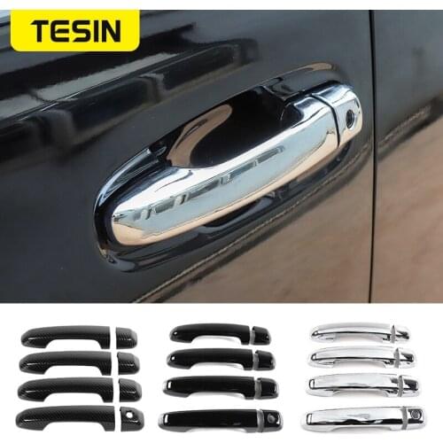 TESIN Car Stickers for Toyota 4 Runner 2017+ Car Door Grab Handle Decoration Cover Trim for Toyota 4Runner 2017+ Car Accessories