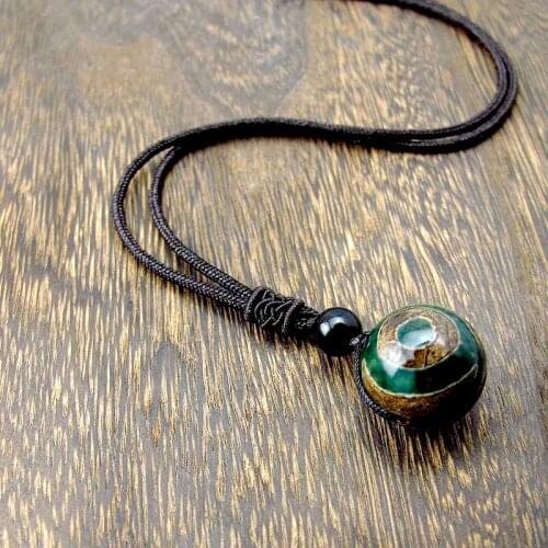 Three Eyes DZI Round Shape 20mm Beads Pendant Necklace for Men and Women Free Shipping