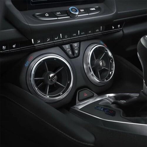 Carbon Fiber Air Vent Outlet Shutter Rear Storage Box Sound Speaker Decoration Cover Trim Sticker for Chevrolet Camaro Car Decal