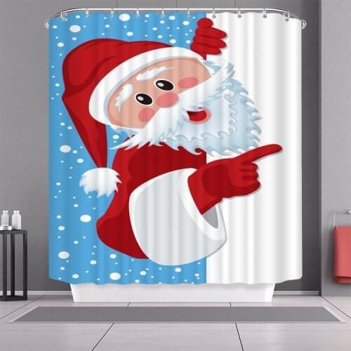 Christmas Funny 3D Print Shower Curtain Santa Claus Snowman Bathroom Set With Waterproof Hook Bath Curtain Cartoon Kids African