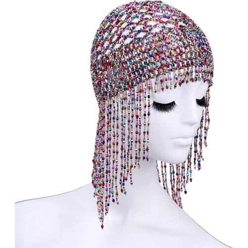 Girls Women Exotic Cleopatra Beaded Belly Dance Head Cap Hat Headwrap / Hair Accessory / Headpiece for Party Wedding Showing