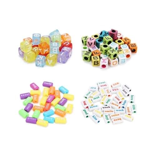 100pcs/lot Mixed Acrylic Square English Alphabet Letter Beads Charms Bracelet Necklace For DIY Jewelry Making Accessories