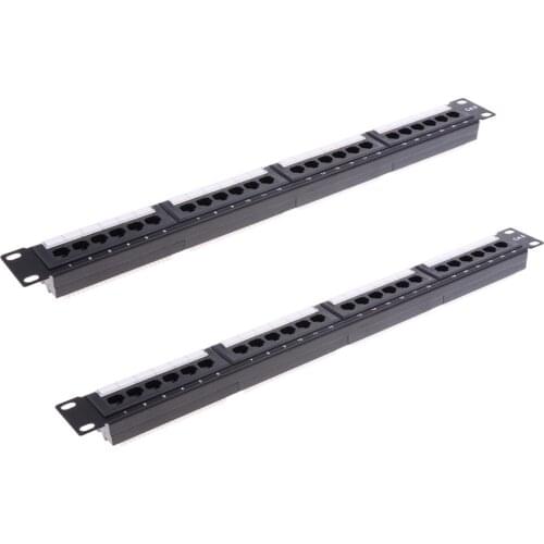 1U 19" 24 Ports Cat6 Ethernet Patch Panel Rackmount Unshielded Cable Coupler