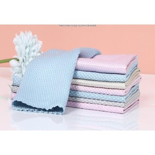 2PCS No water mark cloth thickened kitchen dish cloth absorbent table cleaning scouring pad glass fish scale rag