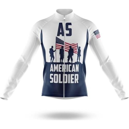 2021 American Soldier Mens Cycling Jersey Long Sleeve Clothing Race Road Bike Shirts Bicycle Tops MTB Uniform Maillot