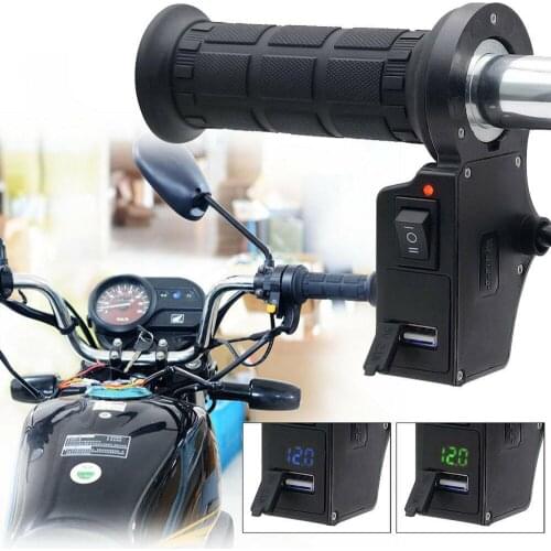 3in1 Motorcycle Handlebar Electric Hot Heated Grips Voltage Display USB Charger Electric Heating Handlebar Winter Accessories