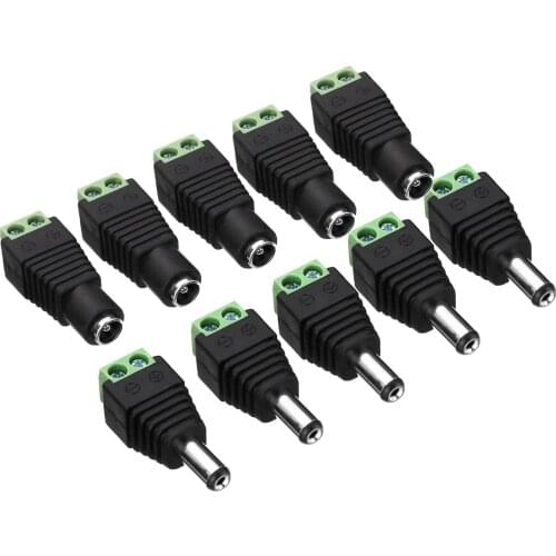 5 Pair Female + Male DC Power Jack Connector Crimp Terminal Block Plug Adapter for CCTV Cable