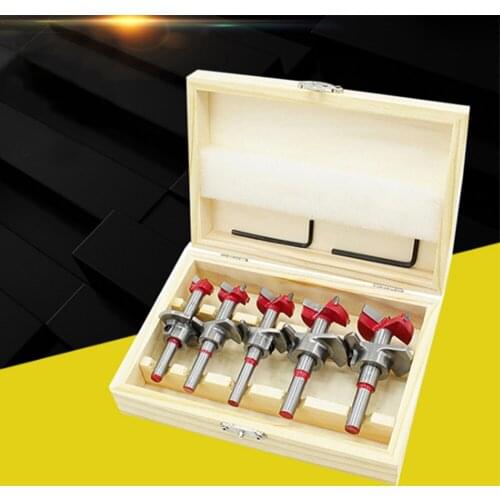 5pcs15-35mm Wood Cutter Hex Wrench Hole Saw With Wood Box Woodworking Drill Bit Set For Wooden Table Furniture Punching