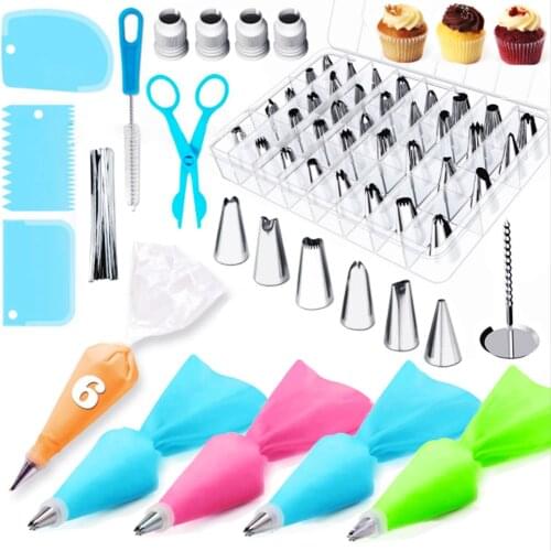 72Pcs Cake Decorating Tip Sets Russian Piping Tips Icing Piping Nozzles Pastry Bag DIY Baking Tools for Cupcake Biscuit Cookies