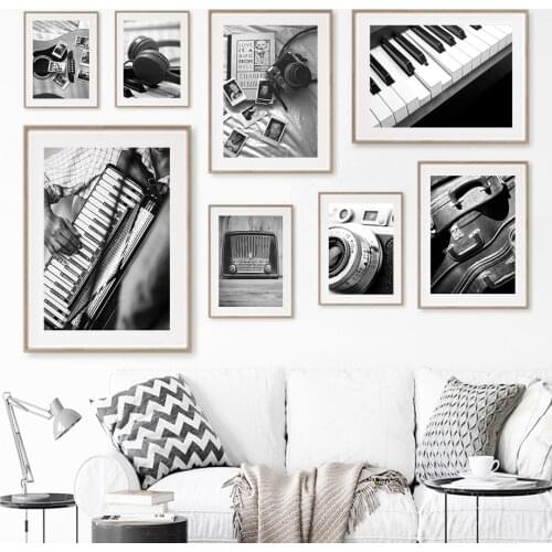 Accordion Guitar Box Piano Camera Wall Art Canvas Painting Nordic Posters And Prints Wall Pictures For Living Room Vintage Decor