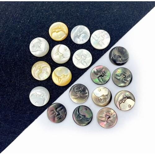 Natural Sea Shell Beads Round Carving Moon Sun Shape Interface DIY Making Necklace Jewelry Accessories Making Ladies Gifts