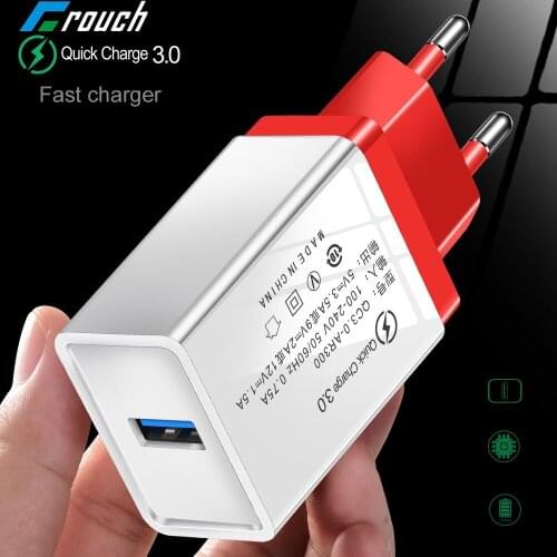 18W Quick Charge 3.0 Fast Mobile Phone Charger EU Plug Wall USB Charger Adapter for iPhone XS XS MAX XR Samsung s8 Xiaomi Huawei