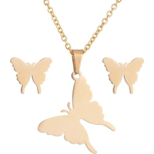 Pendants chains on the neck butterfly necklace womens stainless steel cute pendant insect gold set necklace fashion butterfly