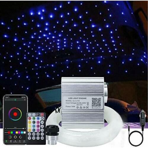 DC12V 10W Optical Fiber Ceiling Light Bluetooth APP Smart Control Car Roof Star Lights LED Fiber Optic Star Ceiling Light Kits
