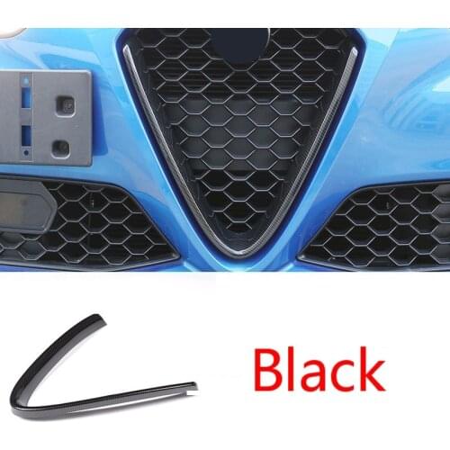 For Alfa Romeo Giulia Red or Carbon Fiber Style Car Head Grilles V Frame Decoration Trim Sticker Logo Cover Styling Accessories