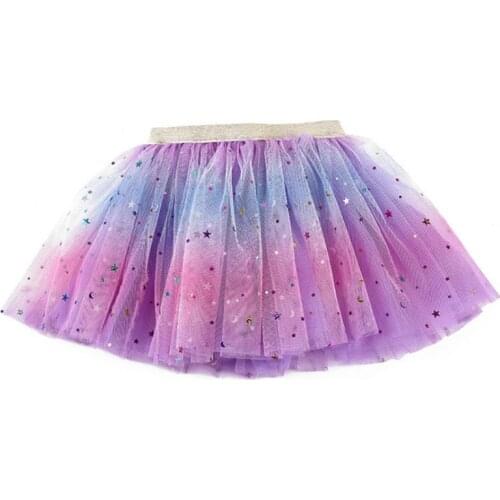 Baby Girls Colorful Tutu Skirt Shiny Star Sequins Ruffle Tulle Ballet Pettiskirt New Dropship