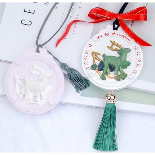 Christmas deer scented plaster listing mold Christmas cake Silicone Molds DIY Jewelry Pendant mould silicon craft