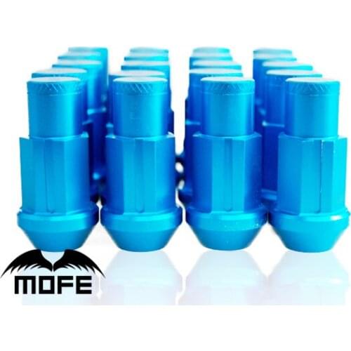 Mofe 20pcs/set 50mm Rays Wheel Lug Nuts Universal Aluminum Alloy Wheel Racing Lug Nuts M12*1.5 (P:1.5 L:50MM) Blue