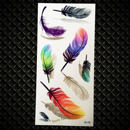 Hot Popular Body Art Flash Tattoo 3D Indian Feather Design 9x19CM Fake Tattoo For Men Women Waterproof Temporary Tattoo Stickers