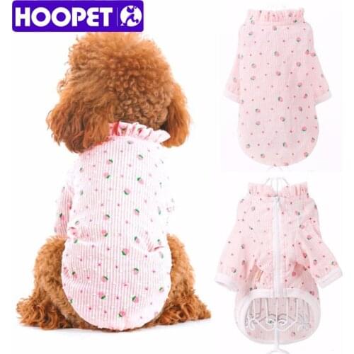 HOOPET Dog Coat Clothing Pink Strawberry Printing Sunscreen Cat Pet Sweet Cute Suitable for Summer Wear