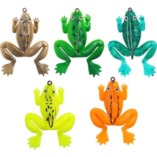 4Pcs/lot 6cm/5.2g Artificial Fishing Silicone Bait Frog Lure with Hook Soft Fishing Frog Lures Fishing tackle