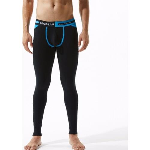 Long Johns Mens Winter Autumn NEW Mens sexy Long Thermal Underwear solid cotton long john Tights Thermal Underpants leggings