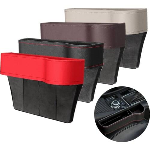 Pair Left/Right Universal Passenger Driver Side Car Seat Gap Storage Box for Pocket Organizer Phone Holders Black/Beige/Red
