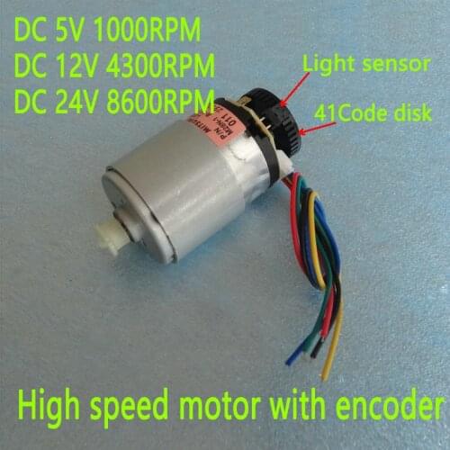 Micro Motor 5V 1000RPM New High speed motor with encoder DC 12V 4300RPM/ 24V 8600RPM Motor