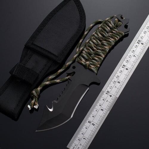 9.06'' Fixed Blade knife with Sheath Outdoor Survival Tactical Knife multi-function Camping Hunting Knives EDC Self-defense Tool