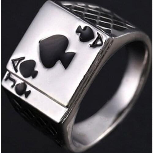 Mens Creative Three-Dimensional Poker Ring Steampunk Retro Male Ring Gothic High-Quality Accessories