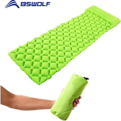 BSWolf Outdoor Inflatable Cushion Fast Filling Tent Air Mat Sleeping Bed Moistureproof Camping Mat With Pillow Sleeping Pad