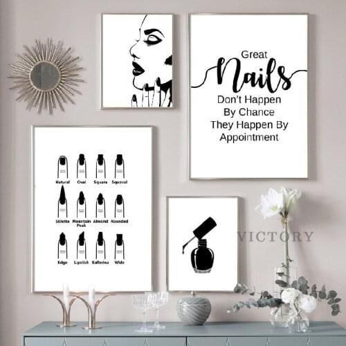 Wall Decor Beauty Salon Art Fashion Canvas Painting Nail Salon Polish Quote Posters Abstract Modular Picture Print Tech Artist