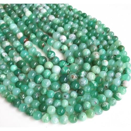 Natural chrysoprase smooth Round Loose Beads 6 8mmbracelet not treatment For Jewelry Making DIY design for needle work