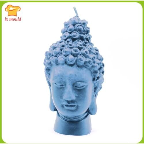 New Buddha Head Silicone Mold Statue Clay Sculpture Gypsum Home Candle Decoration Soap Buddha Mould