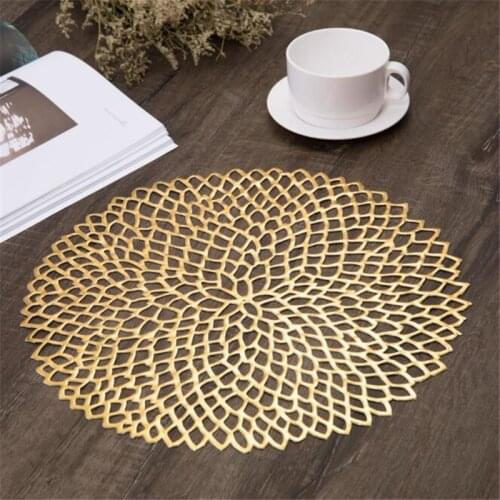 New Non-slip Table Placemat PVC Water-proof Dining Dish Pads Coaster Hollowed-out Decorative Table Mat Kitchen Decor