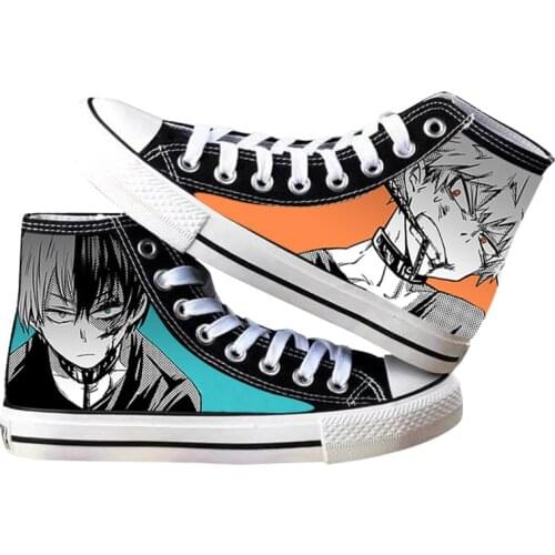 Japanese Anime Todoroki Shoto Shoes Boku no Hero Academia Cosplay Costume High Platform Fashion Canvas Shoes