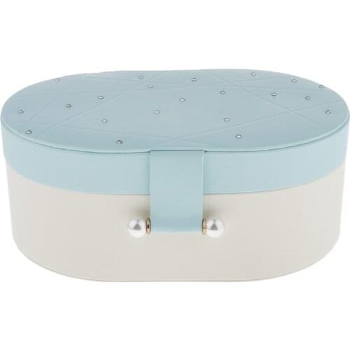 Artificial Leather Oval Double-Layers Jewelry Organizer Jewelry Storage