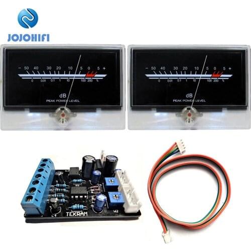 2pcs P-134 VU Meter + 1pcs Driver Board After Stage Golden Voice Power Discharge Flat Table Audio Level DB Headlight w/Backlight