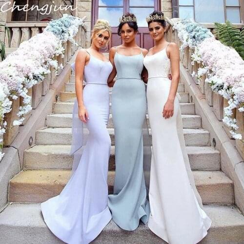 Chengjun Custom Made Backless Simple Elegant Long Mermaid Bridesmaid Dress