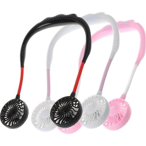 Hands-free Neck Band Hanging Fan USB Rechargeable Dual Fan Mini Air Cooler 3 Speed Adjustable for Summer Outdoor Use