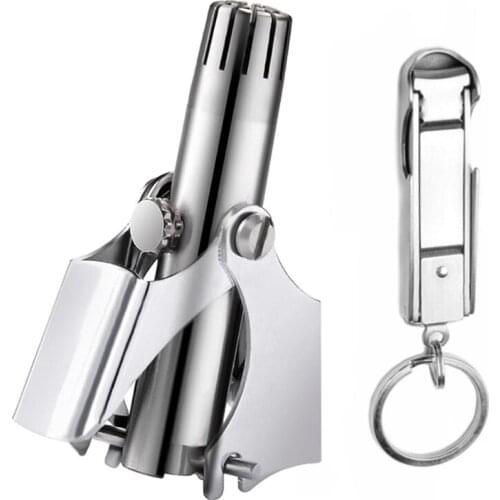 Q1QD Professional Portable Manual Nose Ear Hair Trimmer Stainless Steel Remover with Fingernail Clipper