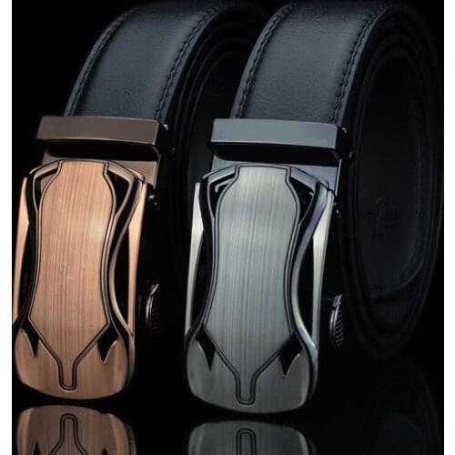 Men belt genuine leather luxury high quality brand automatic buckle formal belt for man black belts New model