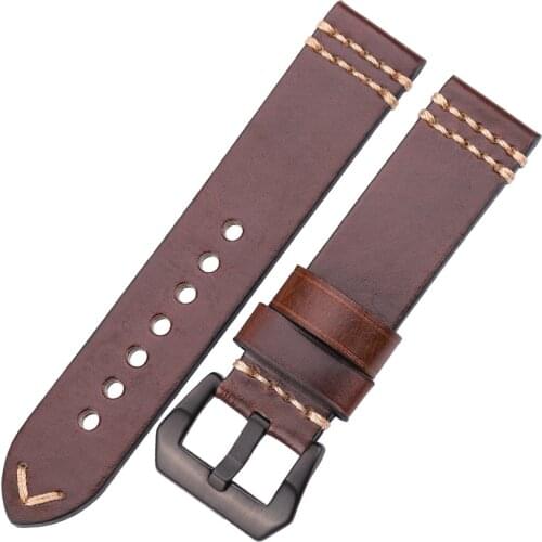 HENGRC Watch Strap 18mm 20mm 22mm 24mm Cowhide Watchbands Women Men Watch Accessories Genuine Leather Bracelet Belt