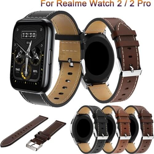 Genuine Watchband Replacement Leather Wrist Strap For Realme Watch 2 / 2 Pro Smart Watch band For Realme Watch S / Pro bracelet