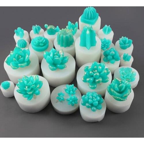 Mix Style Succulent Plants Candle Silicone Mold Cactus DIY Uv Resin Cupcake Chocolate Epoxy Sugar Plaster Clay Mould