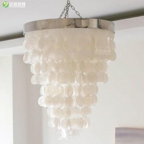 Modern white natural seashell pendant lamps E14 LED shell lighting for dining room living room kitchen bedroom home fixture