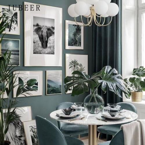 Tropical Gallery Wall Art Leaves Posters and Prints Elephant Canvas Painting on The Wall for Living Room Bedroom Decor Poster