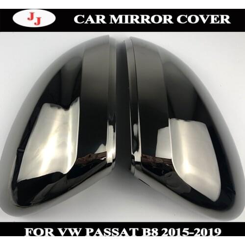 Tungsten steel black Rearview Side Mirror Cover caps For VW Passat B8 15-19 cc 2019 Mirror Cap Housing With no lane assist